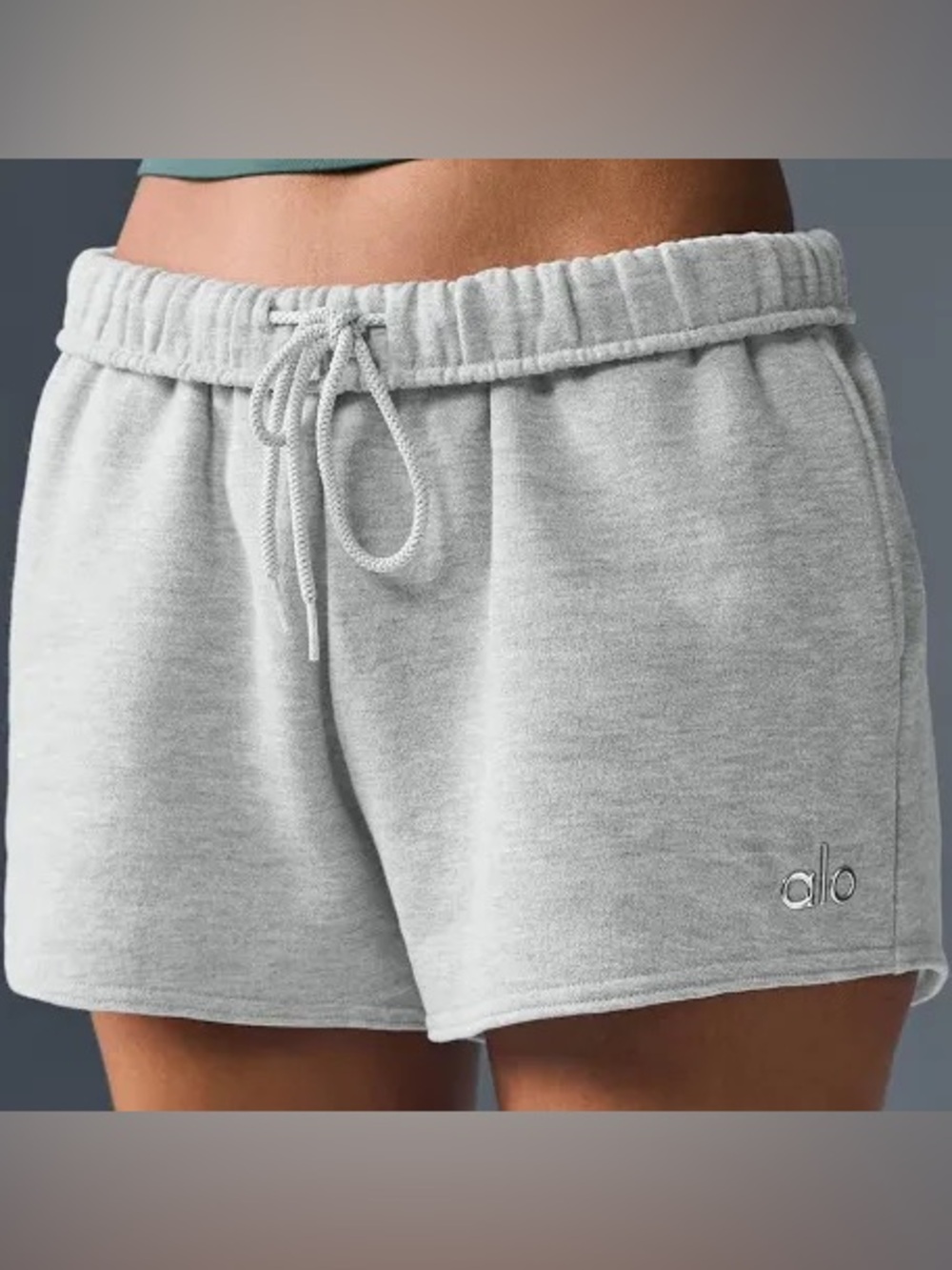 ALO Yoga Light Gray Fleece Drawstring Athletic Shorts